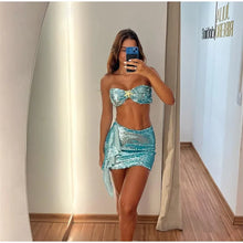 Aqua Marine Shimmer Skirt Set
