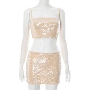 Y2K Glitter Skirt Set