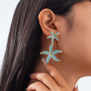 Aqua Marine Starfish Earrings